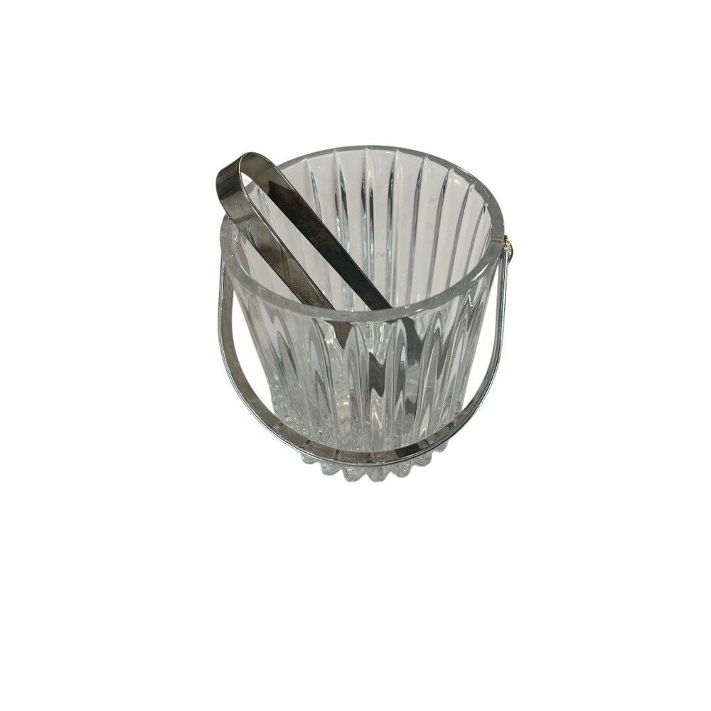 Vintage Mikasa Crystal Wilshire Arctic Lights Ice Bucket w/Tongs